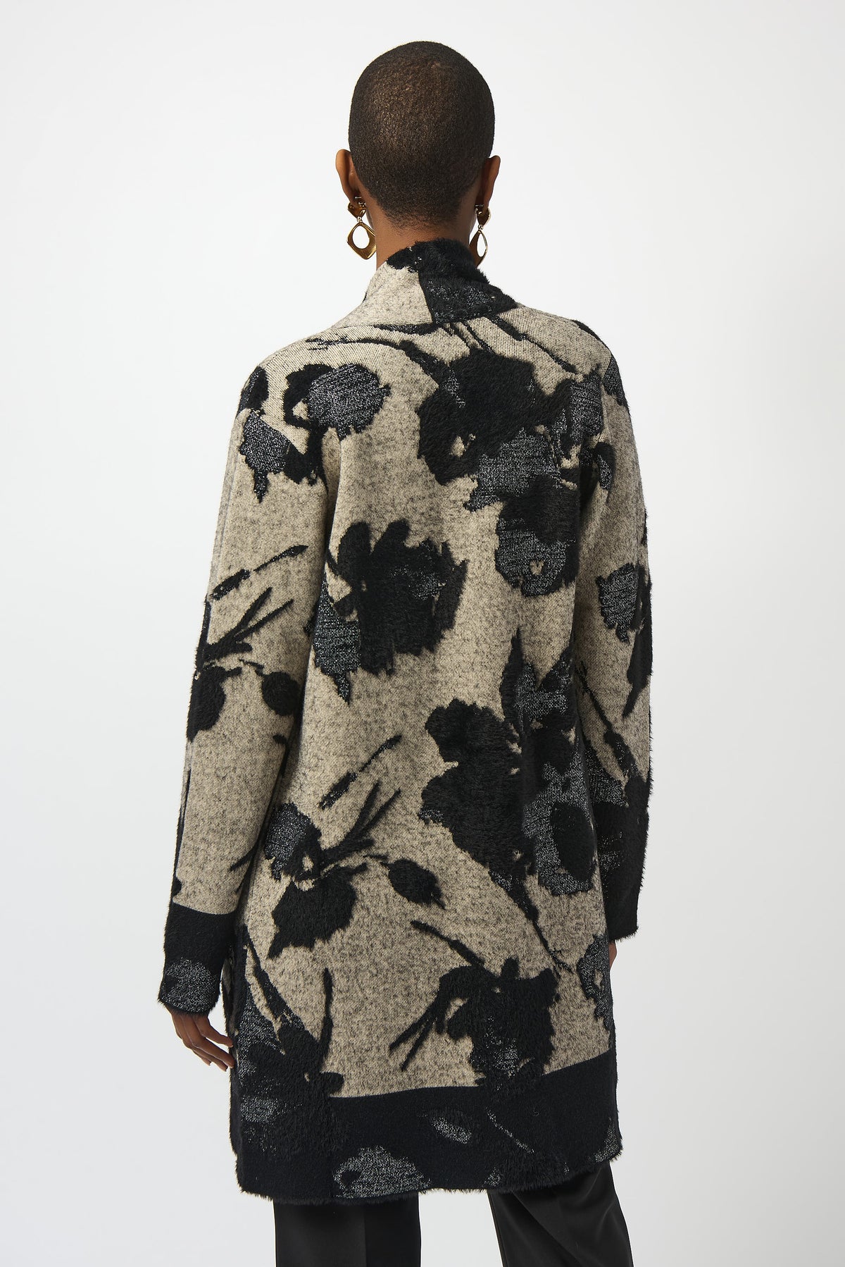 Joseph Ribkoff Jacquard Cardi in Black Champagne 253956