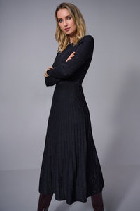 Joseph Ribkoff Fit & Flare Knit Dress in Black Glimmer 253987