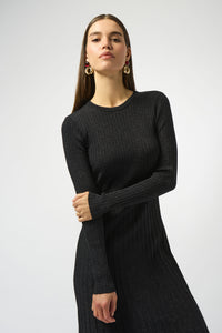 Joseph Ribkoff Fit & Flare Knit Dress in Black Glimmer 253987