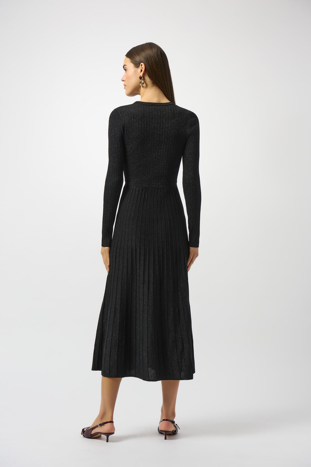 Joseph Ribkoff Fit & Flare Knit Dress in Black Glimmer 253987