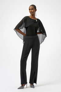 Joseph Ribkoff Chiffon Capelet Top in Black 254021