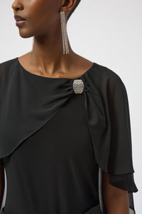Joseph Ribkoff Chiffon Capelet Top in Black 254021