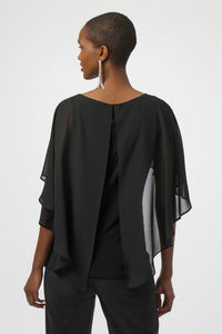 Joseph Ribkoff Chiffon Capelet Top in Black 254021