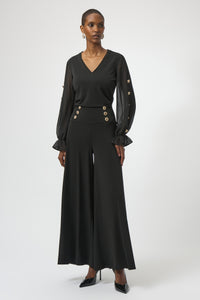 Joseph Ribkoff Moss Crepe &  Chiffon Top in Black 254093