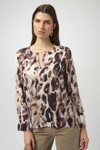 Joseph Ribkoff Recycled Satin Top in Abstract Animal 254166
