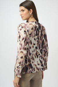 Joseph Ribkoff Recycled Satin Top in Abstract Animal 254166