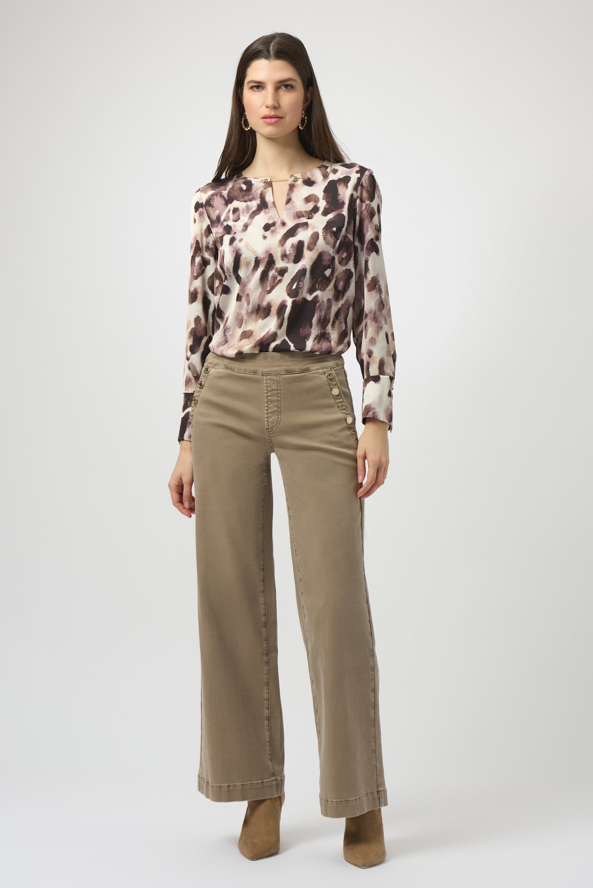 Joseph Ribkoff Recycled Satin Top in Abstract Animal 254166