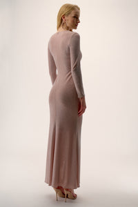 Signature by Joseph Ribkoff Cascade Ruffle Gown in Rose Sparkle 254703