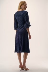 Signature by Joseph Ribkoff Plisse' Dress in Navy Sparkle 254735