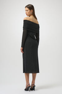 Joseph Ribkoff Rhinestone Mesh Dress in Black 254913