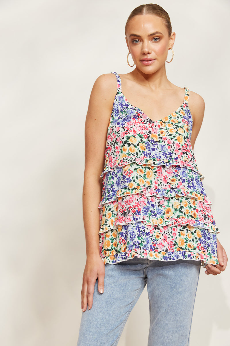 Eb & Ive La Mer Frill Tank in Fiore