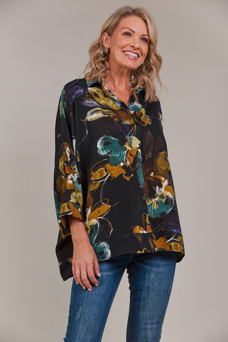 Eb & Ive Elsie Relaxed Shirt in Botanical Black