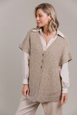 Eb & Ive Folie Button Vest in Oat