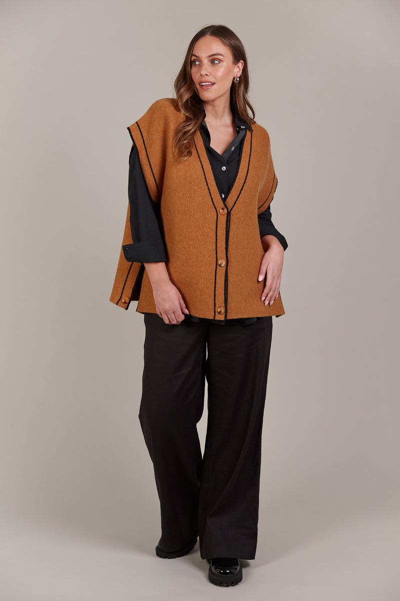 Eb & Ive Avino Knit Vest in Tobacco