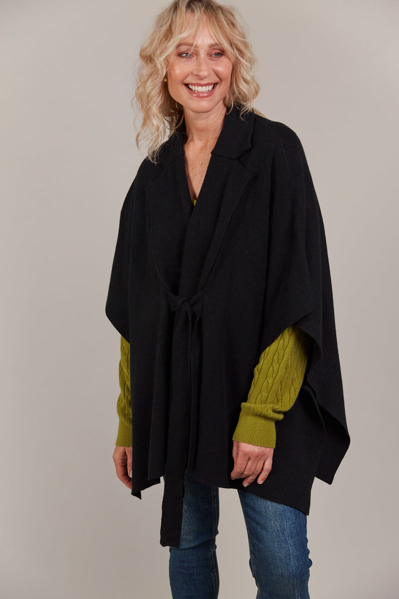 Eb & Ive Palmer Knit Cape in Black