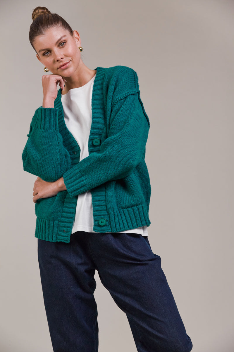 Eb & Ive Katana Cardigan in Teal