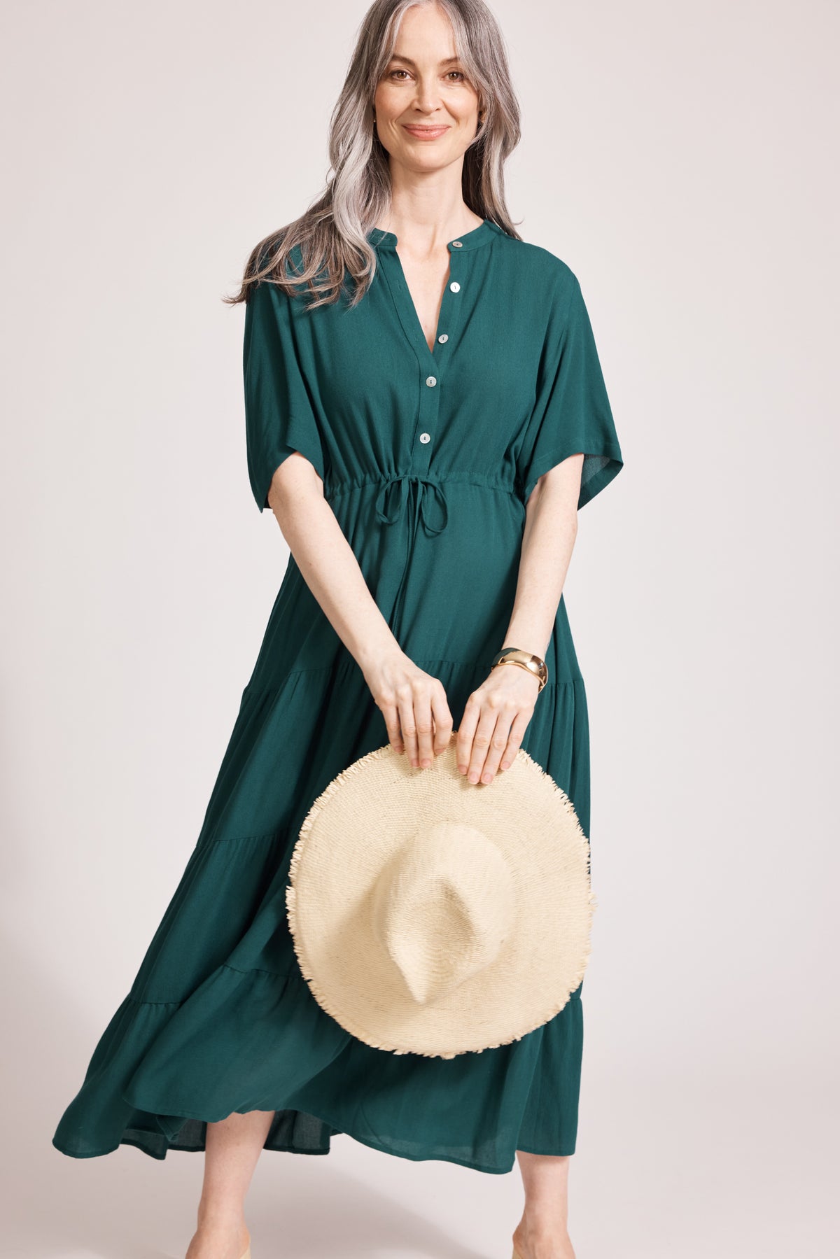 Eb & Ive Alegria Tiered Maxi Dress in Lagoon