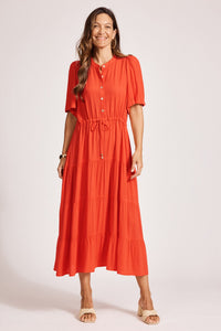 Eb & Ive Alegria Tiered Maxi Dress in Coral