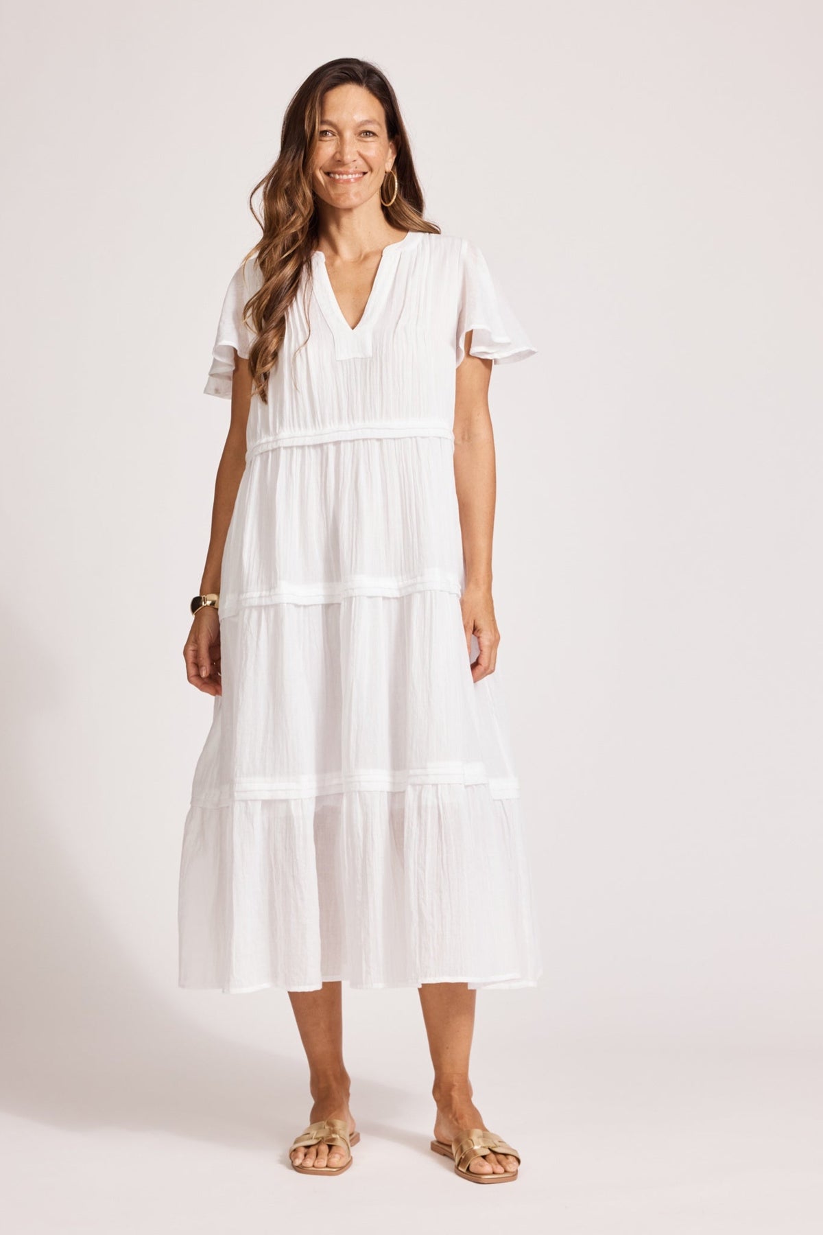 Eb & Ive Orsula Tiered Maxi Dress in White