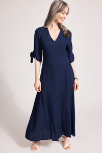 Eb & Ive Parisio Tie Maxi Dress in Indigo