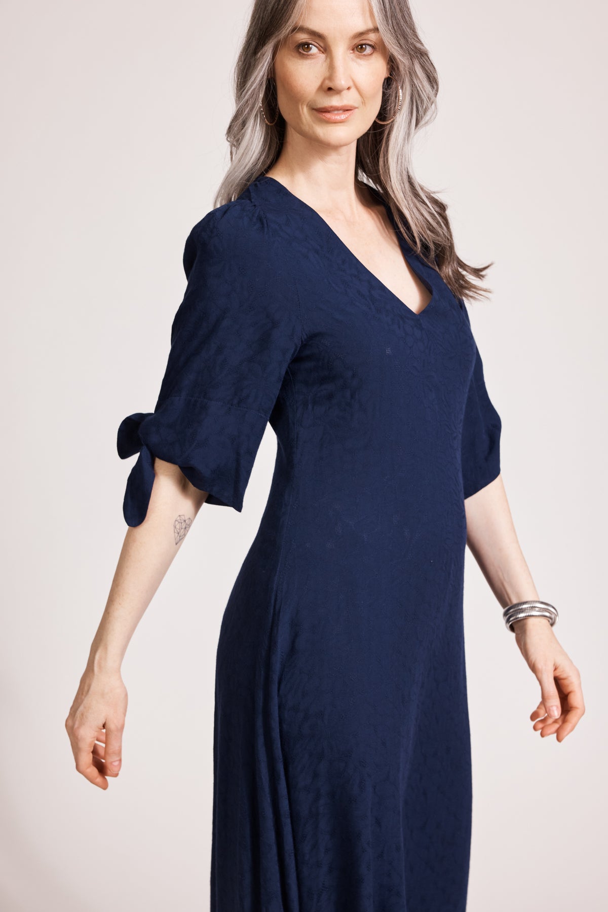Eb & Ive Parisio Tie Maxi Dress in Indigo