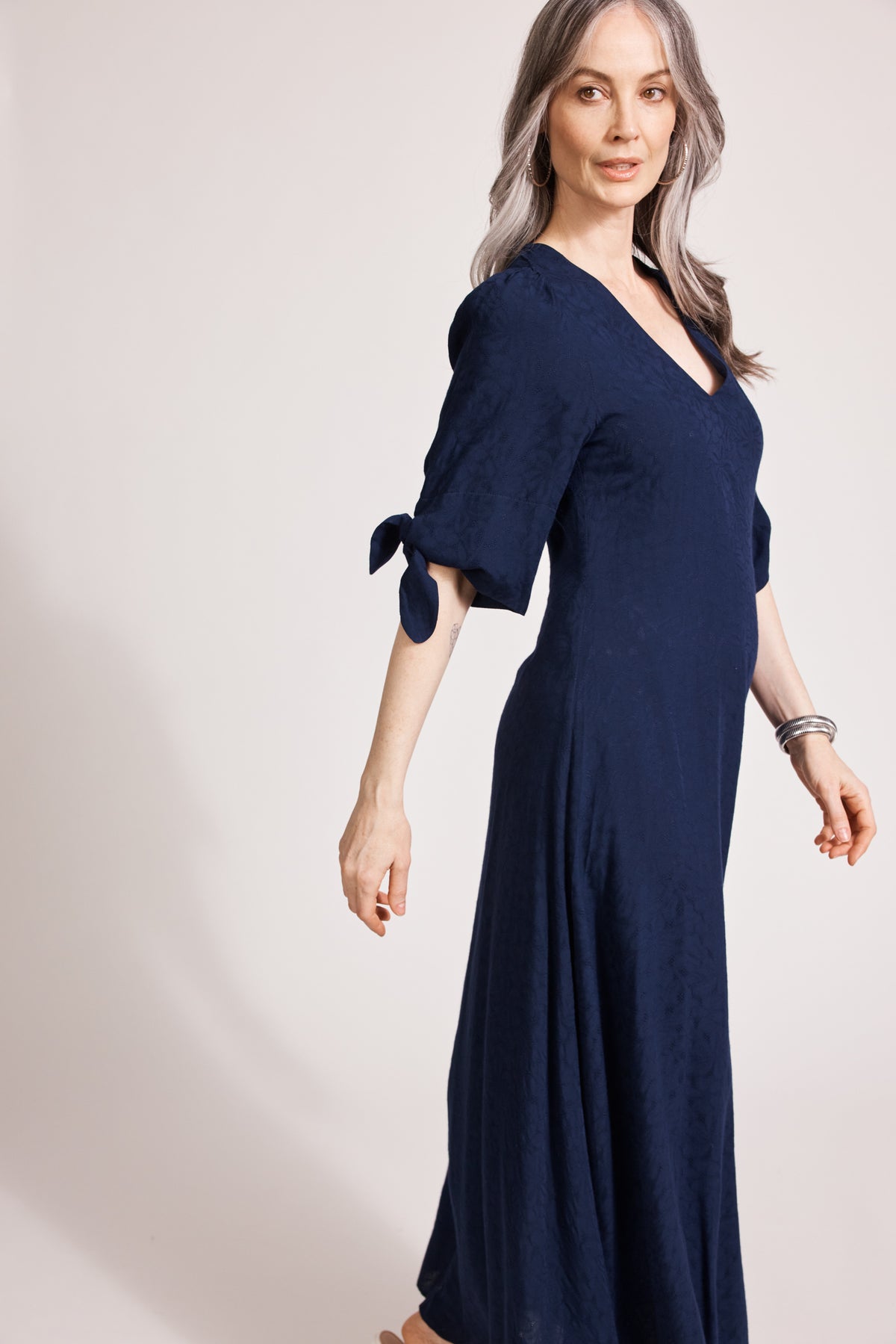 Eb & Ive Parisio Tie Maxi Dress in Indigo