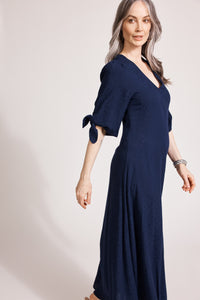 Eb & Ive Parisio Tie Maxi Dress in Indigo