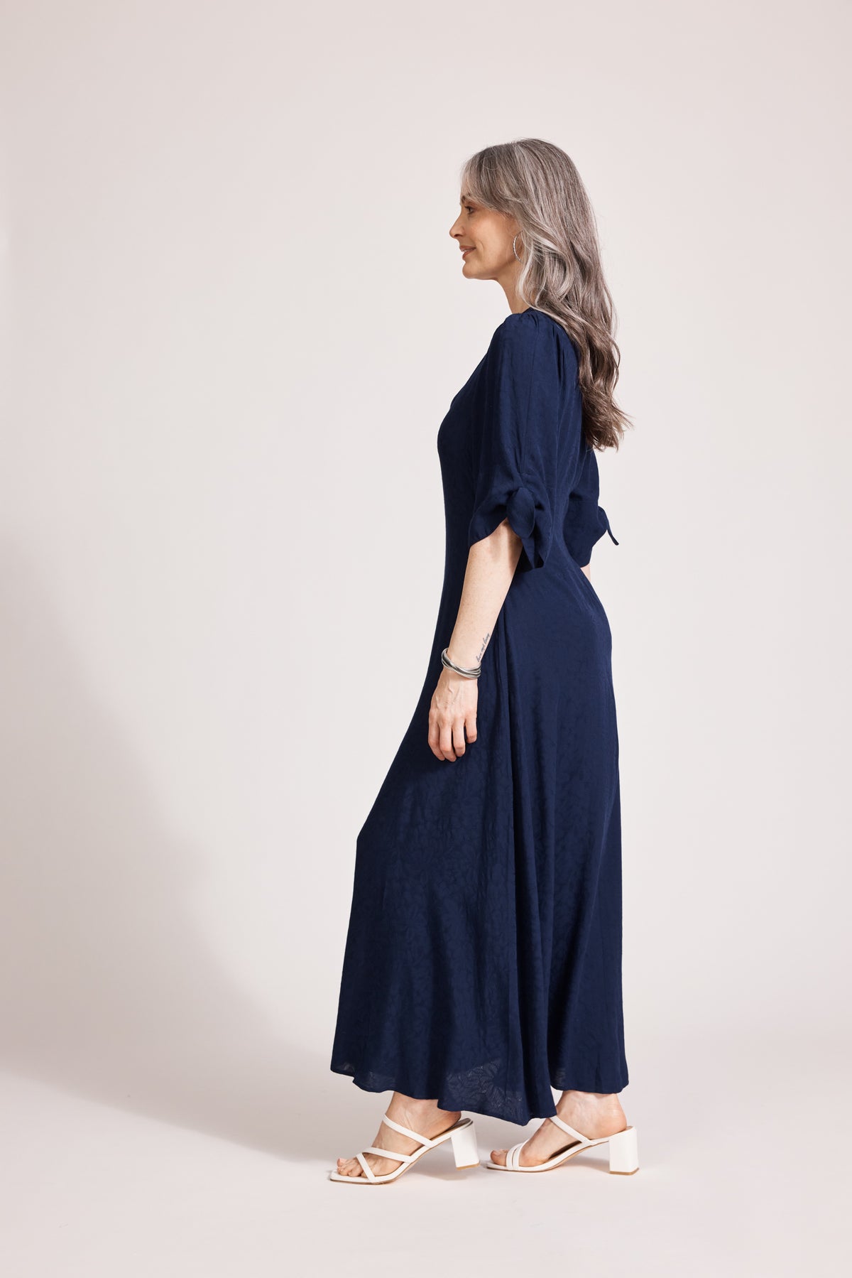 Eb & Ive Parisio Tie Maxi Dress in Indigo