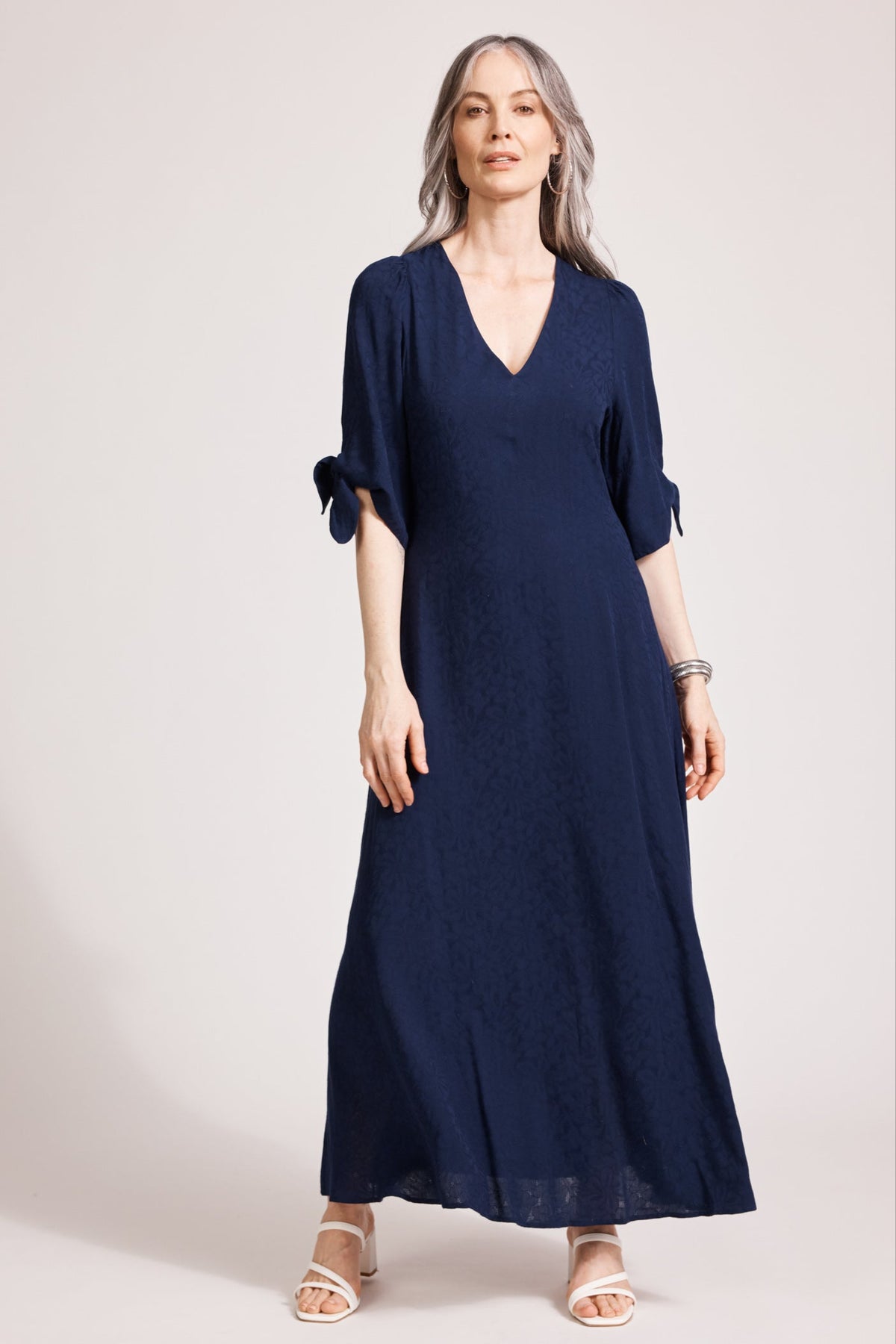 Eb & Ive Parisio Tie Maxi Dress in Indigo