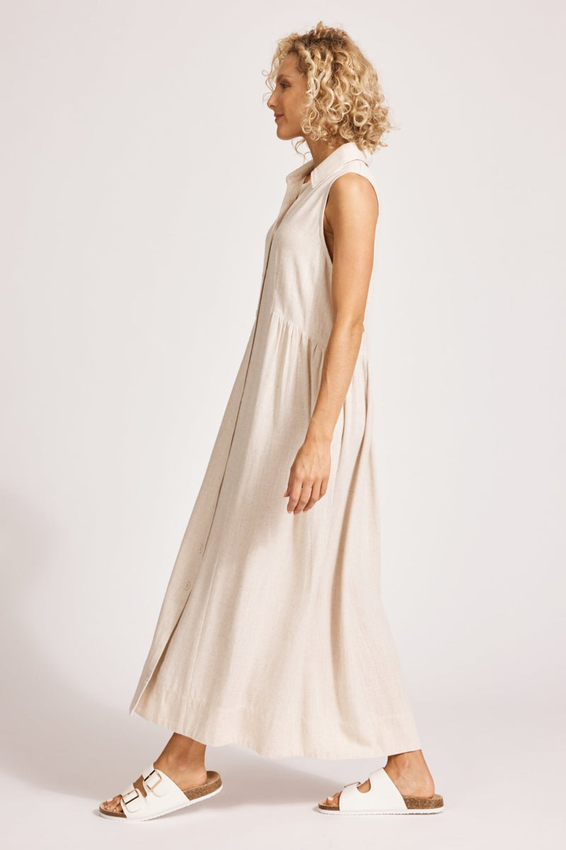 Eb & Ive Alesia Sleeveless Shirt Dress in Tusk