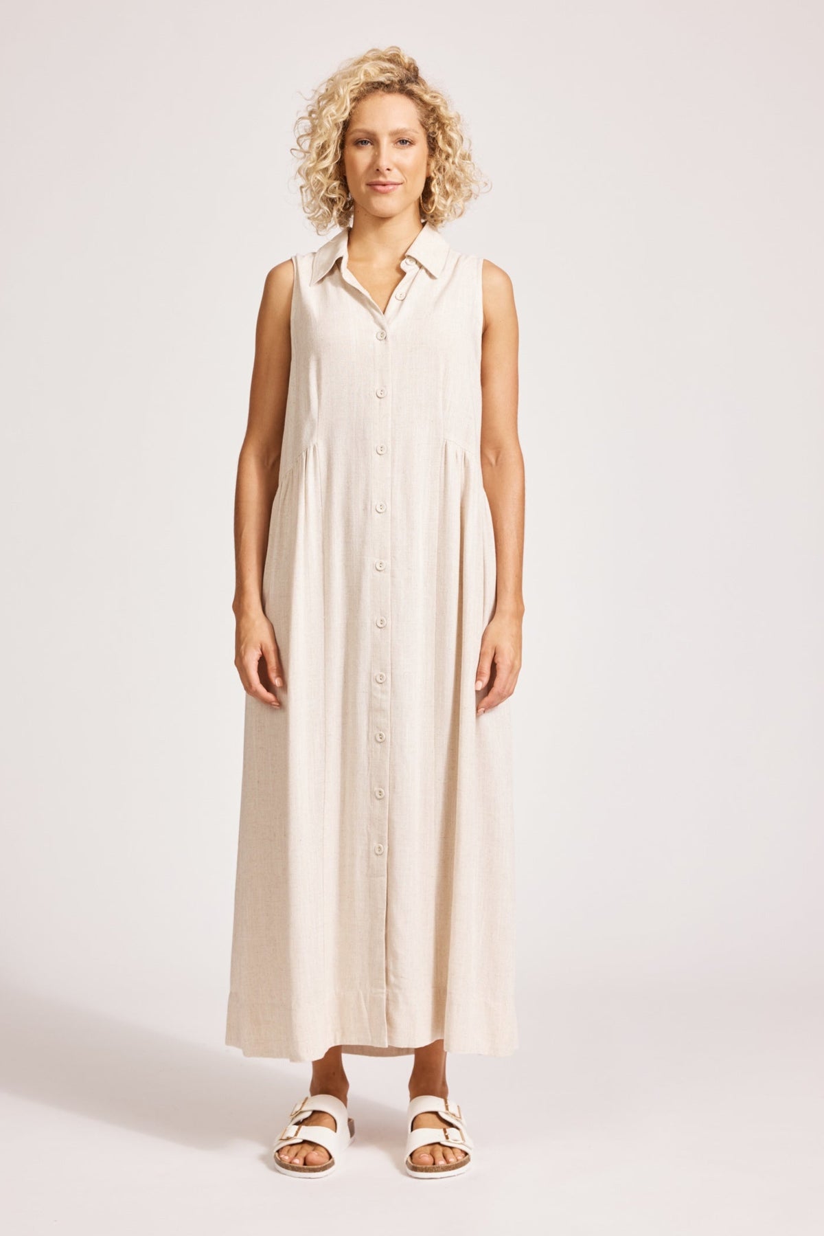 Eb & Ive Alesia Sleeveless Shirt Dress in Tusk