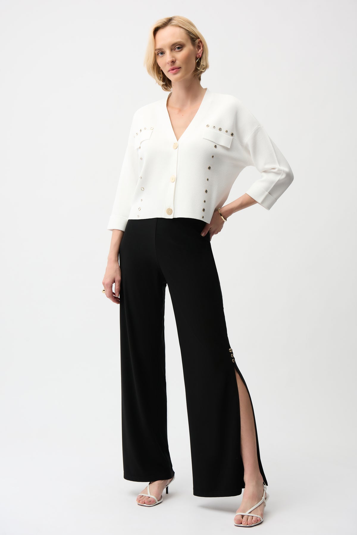 Joseph Ribkoff Gold Trim Pant in Black 261018