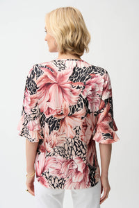 Joseph Ribkoff Satin Floral Top in Blush 261068