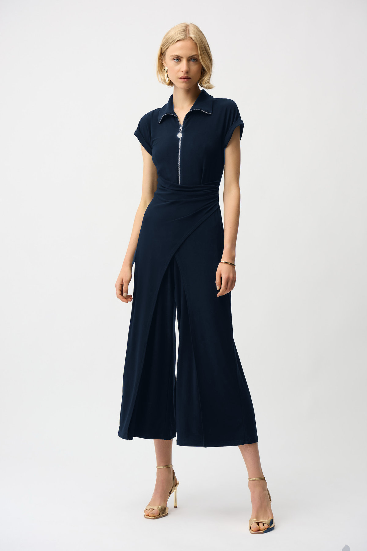 Joseph Ribkoff Gold Zipper Jumpsuit in Midnight 261255