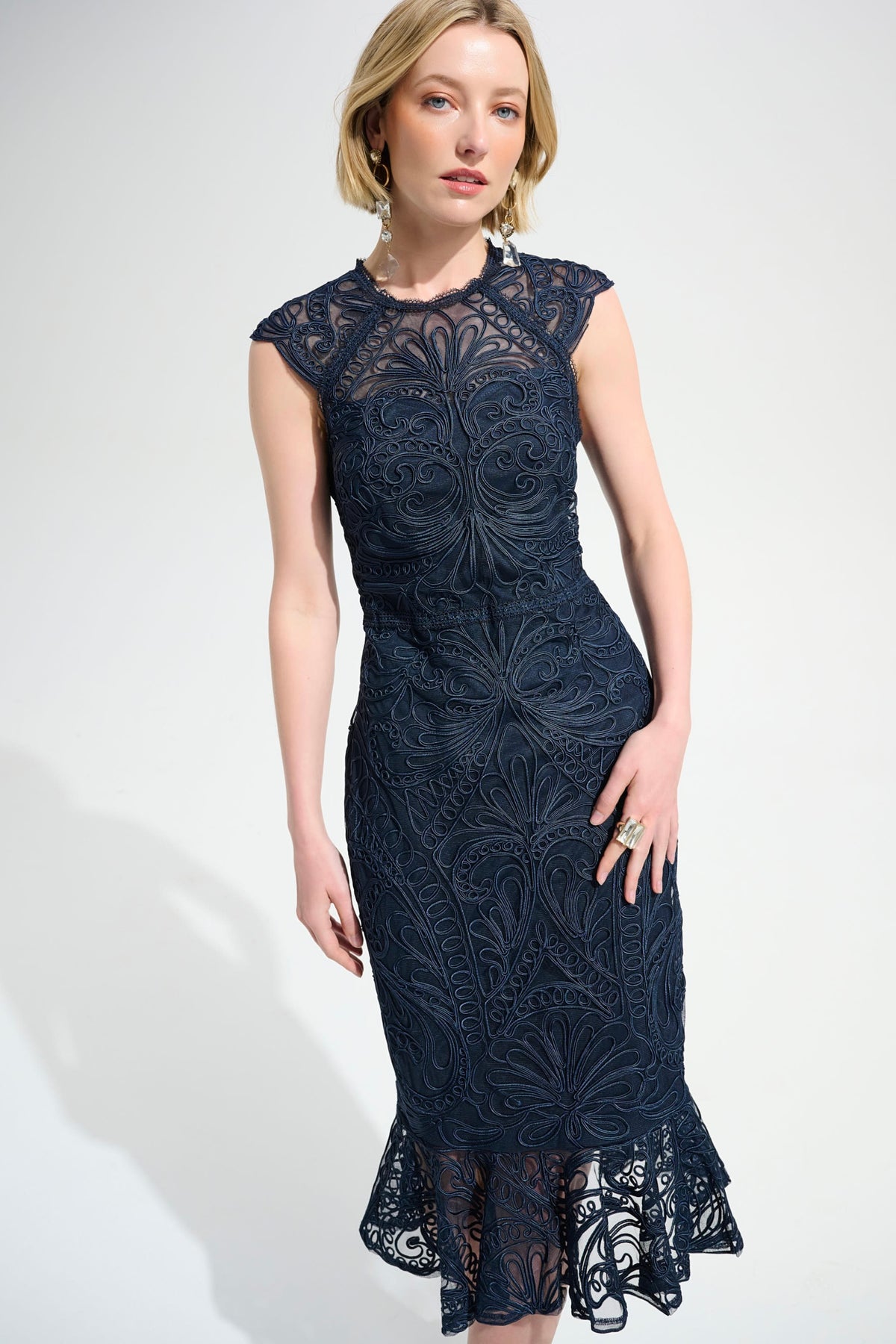 Signature by Joseph Ribkoff Guipure Lace Dress in Midnight 261740