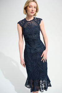 Signature by Joseph Ribkoff Guipure Lace Dress in Midnight 261740