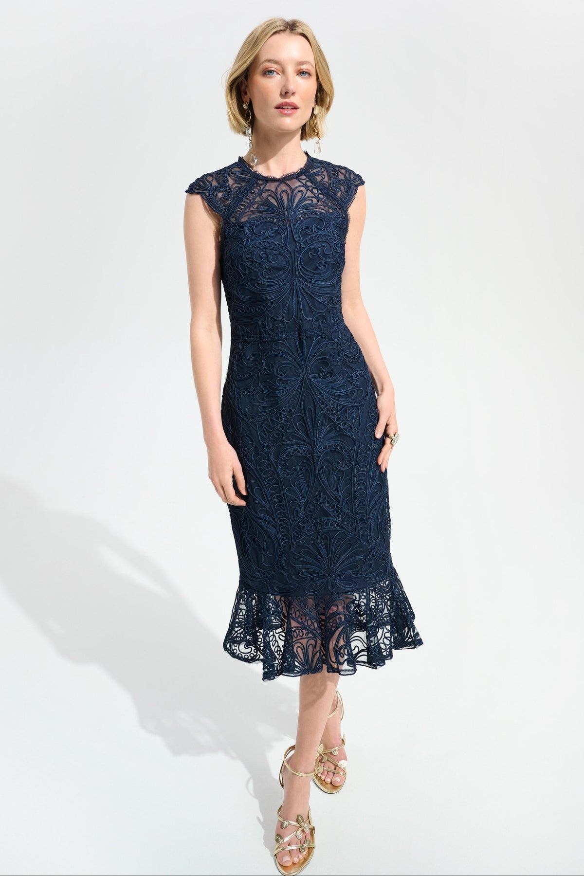 Signature by Joseph Ribkoff Guipure Lace Dress in Midnight 261740