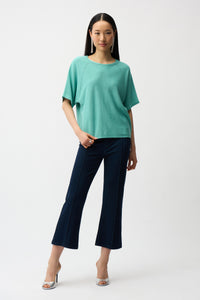 Joseph Ribkoff Cropped Flair Jean in Dark Denim Blue 261953
