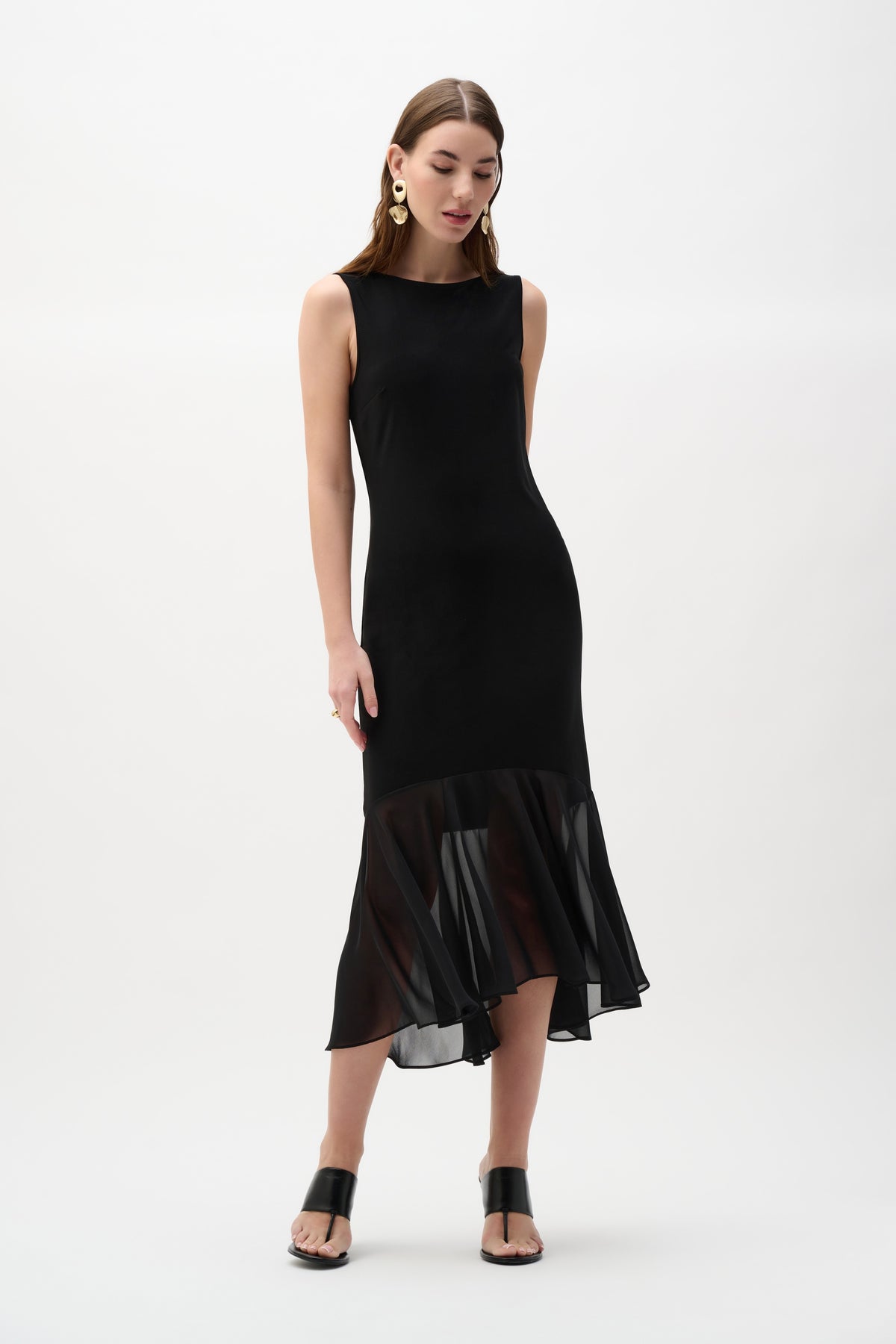 Joseph Ribkoff Chiffon Flounce Dress in Black 262035