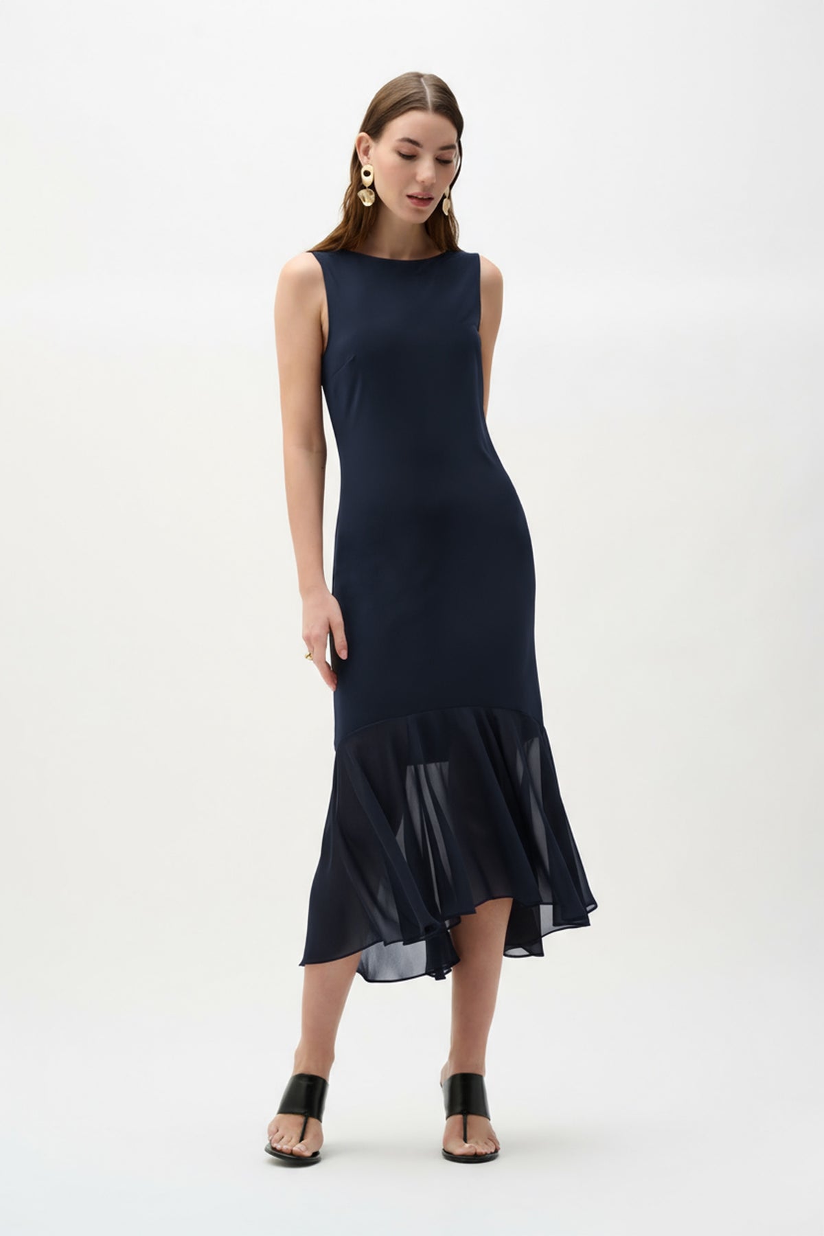 Joseph Ribkoff Chiffon Flounce Dress in Midnight 262035
