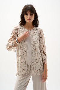 Joseph Ribkoff Guipure Lace Twinset in Moonstone 262096-262094
