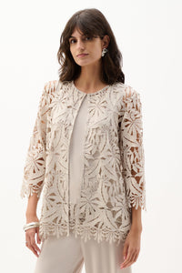 Joseph Ribkoff Guipure Lace Twinset in Moonstone 262096-262094