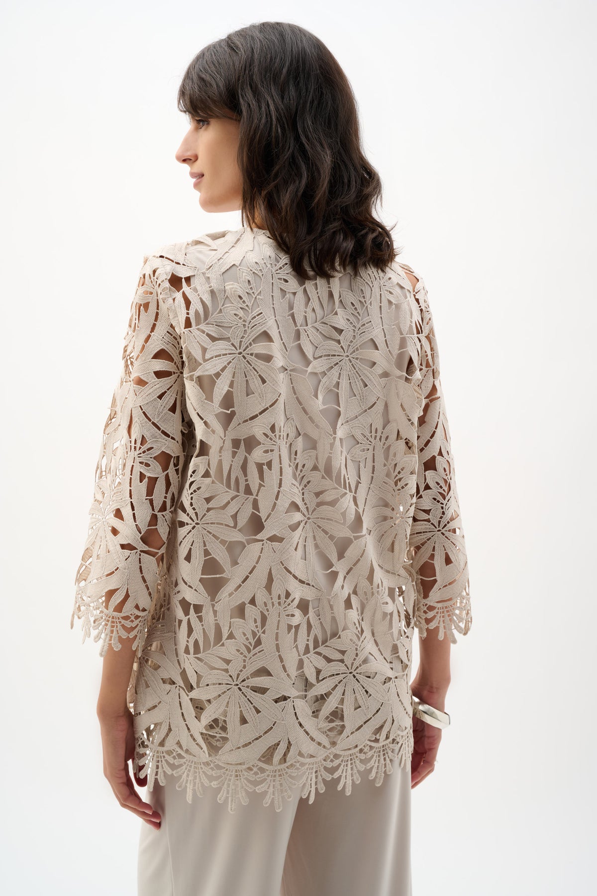 Joseph Ribkoff Guipure Lace Twinset in Moonstone 262096-262094