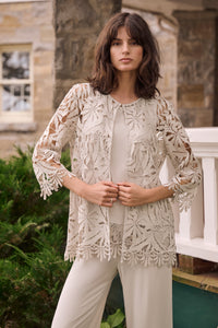 Joseph Ribkoff Guipure Lace Twinset in Moonstone 262096-262094