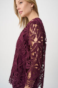 Joseph Ribkoff Guipure Lace Twinset in Elderberry 262096-262094