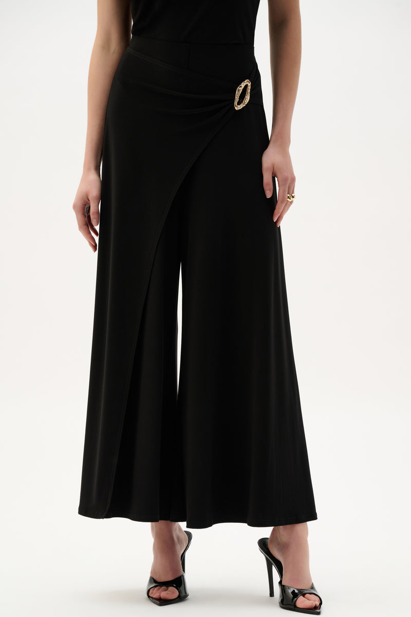 Joseph Ribkoff Buckle Wrap Culottes in Black 262150