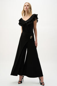 Joseph Ribkoff Buckle Wrap Culottes in Black 262150