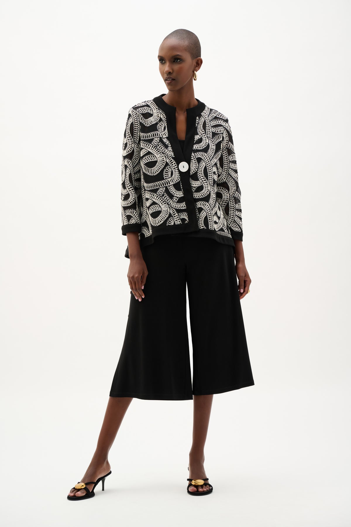 Joseph Ribkoff Mesh Abstract Swing Jacket in Black 262207