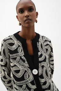Joseph Ribkoff Mesh Abstract Swing Jacket in Black 262207