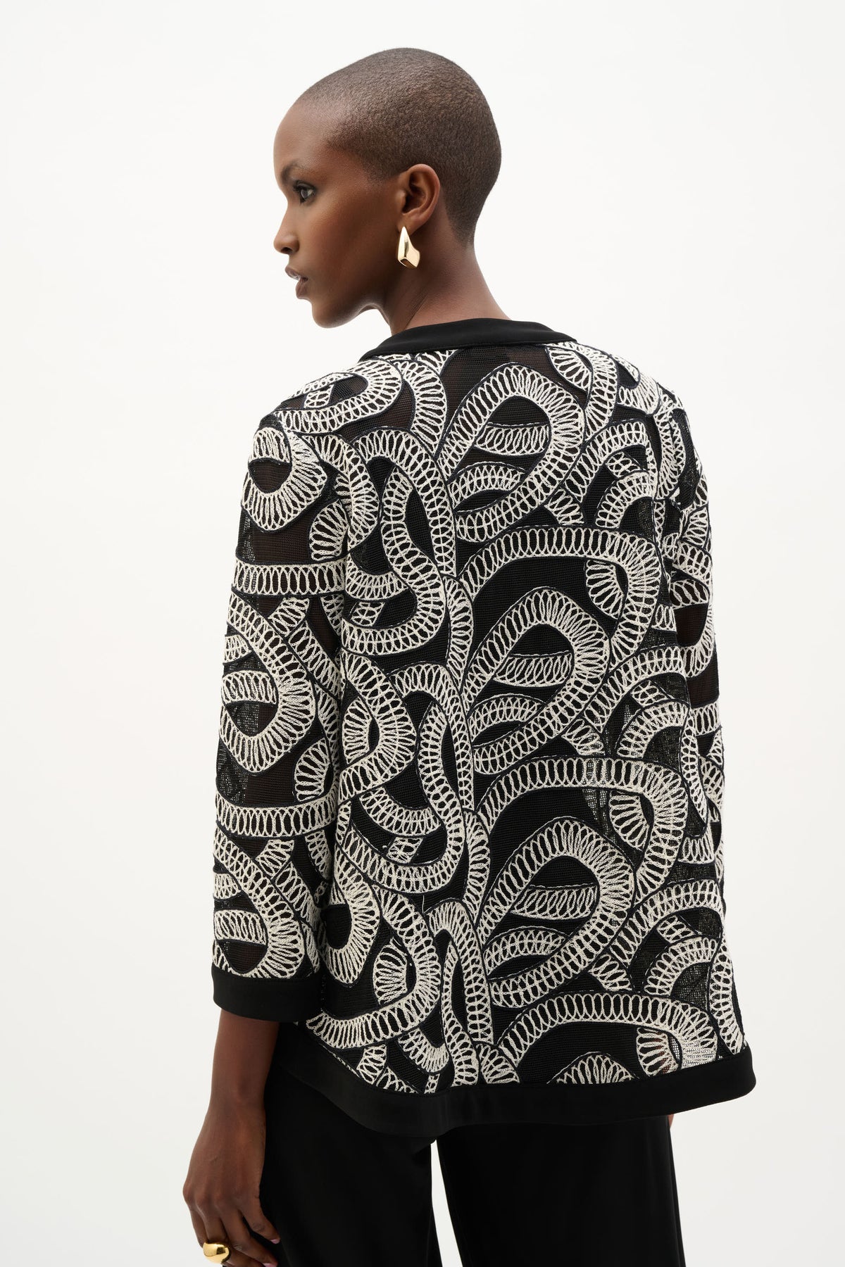 Joseph Ribkoff Mesh Abstract Swing Jacket in Black 262207